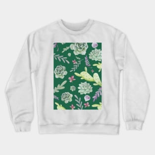 Cactus and Wreath Watercolor Pattern 2 Crewneck Sweatshirt